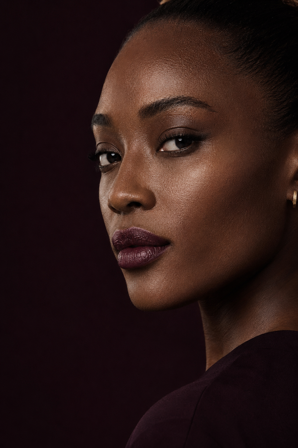 Editorial makeup portrait with luminous skin